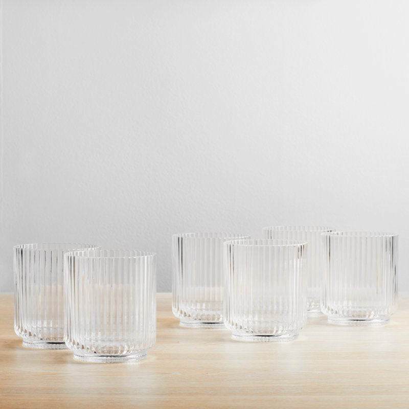 Laya Fluted Acrylic Low Tumbler Glass (Set of 6)