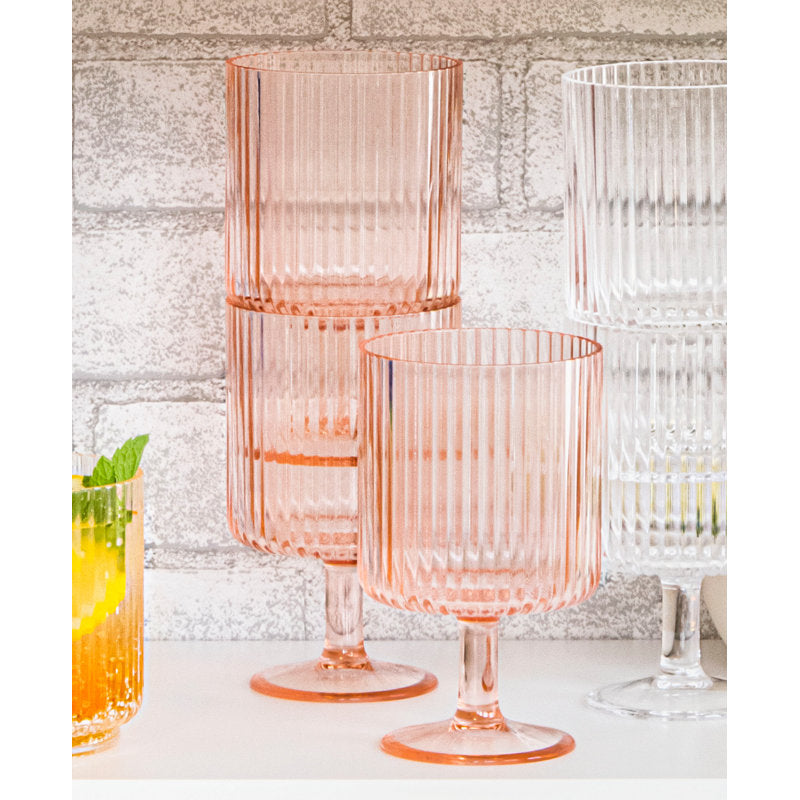 Mesa Acrylic Stacking Wine Glass - Pink - 15 oz (Set of 6)