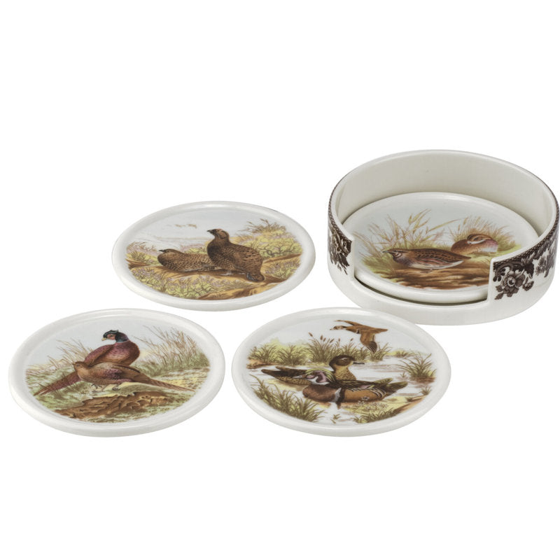 Spode Woodland Ceramic Coaster St W/Hldr (Set of 4)